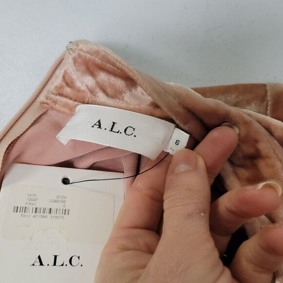 ALC‎ Womens Gemma Silk Blend Velvet Mini Dress Size 6 Pink NWT Party Event Soft - Picture 5 of 12